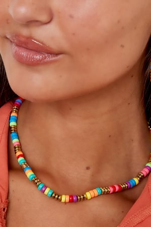 Colourful beads necklace Multi polymer clay h5 Picture3